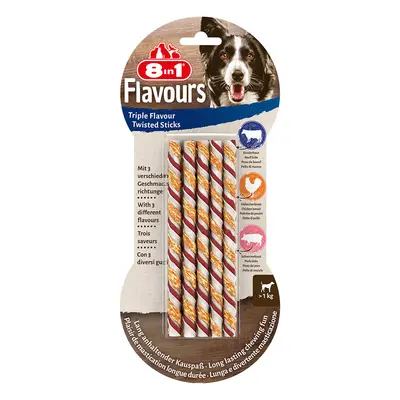 8in1 Triple Flavour Twisted Bastoncini da masticare Snack per cane - Set %: 6 x 10 pz