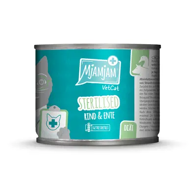 MjAMjAM VetCat Sterilized 6 x 200 g umido per gatti - Manzo & Anatra