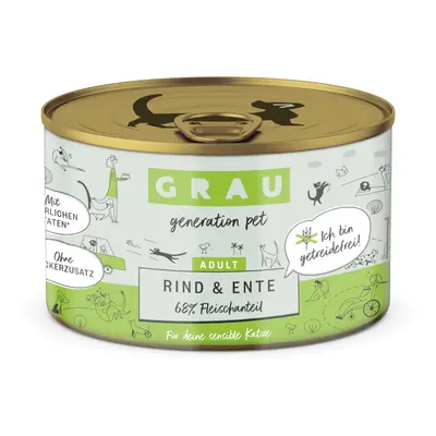 GRAU Adult Senza Cereali 6 x 200 g Alimento umido per gatti - Manzo & Anatra