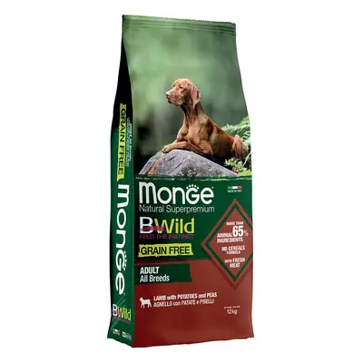 2 x 12 kg Monge Superpremium Crocchette cane - BWild Grain Free All Breeds Agnello con Patate e 