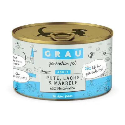 GRAU Adult Senza Cereali 24 x 200 g Alimento umido per gatti - Tacchino, Salmone & Sgombro