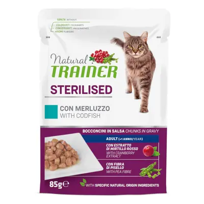 Natural Trainer Adult Sterilised 12 x 85 g Alimento umido per gatti - con Merluzzo