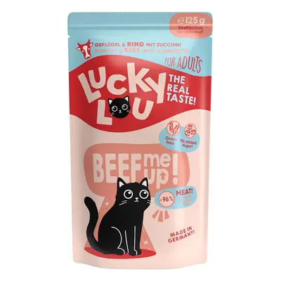 Lucky Lou Adult Buste 16 x 125 g umido gatto - Pollame e Manzo