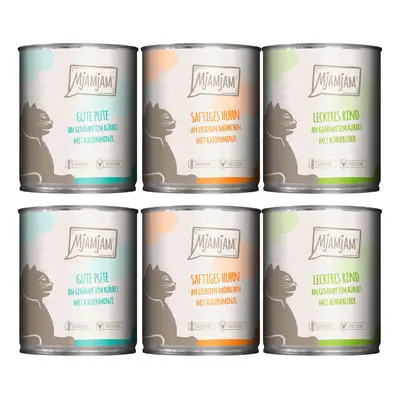 MjAMjAM 24 x 800 g Alimento umido per gatti - Mix monoproteico: Tacchino puro, Pollo puro, Manzo