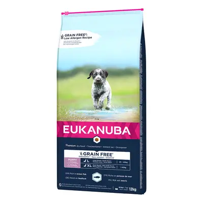 Prezzo speciale! 12 kg Eukanuba Grain Free Puppy Crocchette per cani - Large Breed Salmone