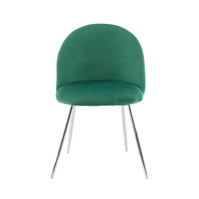 Sedia da Soggiorno SHELBY 50x45x80H cm Poltrona Vintage Velluto e Piedi Argento Verde