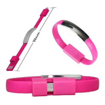 Bracciale cavo dati usb per smartphone Samsung caricabatteria in silicone unisex Fucsia