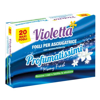 Pack 20 Maxi Fogli Violetta Profumatissimi con Ammorbidente per Asciugatrice