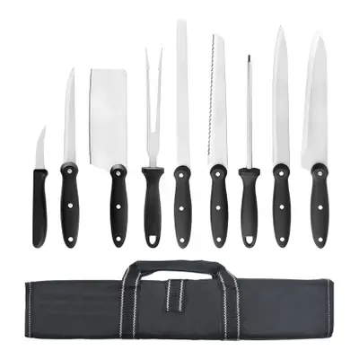 Set 9 Coltelli da Cucina con Custodia Professionali in Acciaio Inox Multiuso Nero