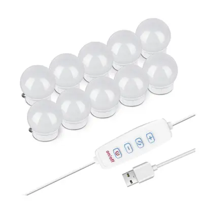 Set 10 Lampadine LED per Specchio Toeletta Luci Make Up Dimmerabili con Cavo USB