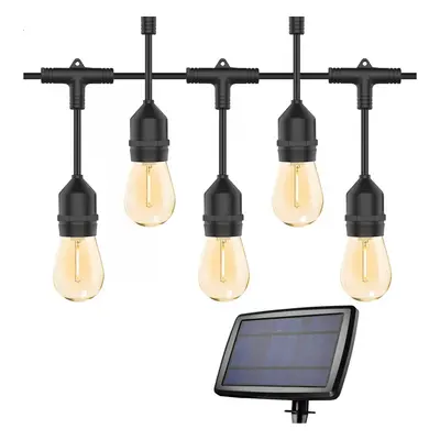 Catena Luminosa Led 10m con 10 Lampadine Luci Calde Esterne con Pannello Solare