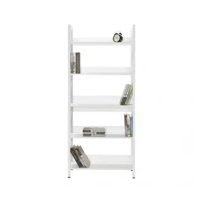 Libreria in Legno KTP750 Scaffale Design Moderno 5 Ripiani per Ufficio 73x176x35 Bianco