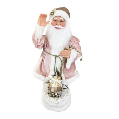 Babbo Natale Rosa 144213 con Abito in Velluto 80H cm con Musica Luci e Movimento