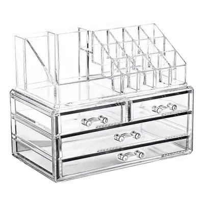 Organizer Trasparente Porta Trucco 20 Scomparti Box Per Cosmetici 17.5x22.5x13.5