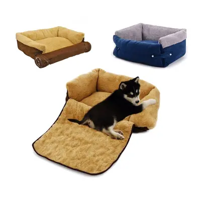 Poltroncina allungabile cani doppia funzione cuccia morbida 112x55x18 Blu