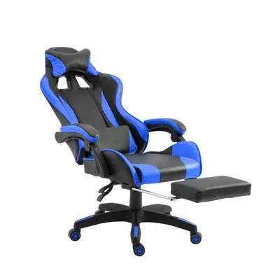 Sedia Ufficio Gaming AZRACE Ecopelle OFFIX3 con Poggiapiedi Poltrona Reclinabile Blu