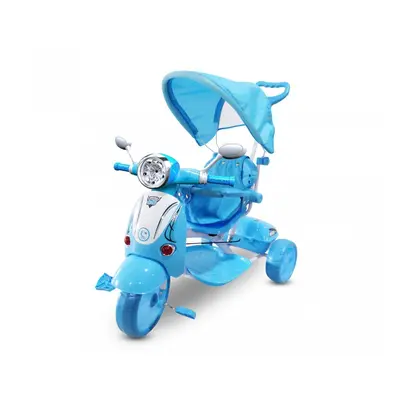 Triciclo a Spinta con Pedali per Bambini LT854 SPECIAL Luci Suoni con Maniglione Azzurro