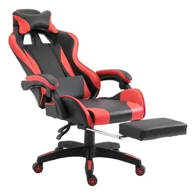 Sedia Ufficio Gaming AZRACE Ecopelle OFFIX3 con Poggiapiedi Poltrona Reclinabile Rosso