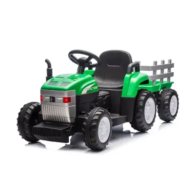 Trattore Elettrico per Bambini Lamas LT984 con Rimorchio Rimovibile 12V Verde