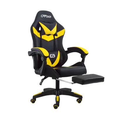 Sedia Ufficio Gaming AZRACE Ecopelle OFFIX3 con Poggiapiedi Poltrona Reclinabile Giallo