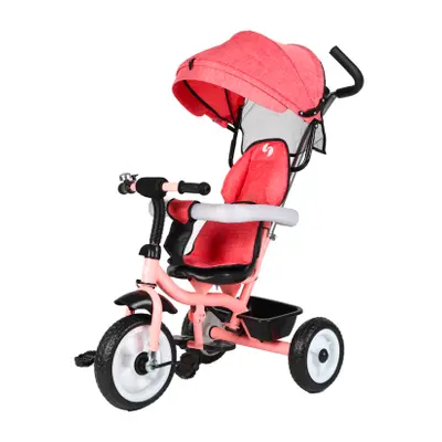 Triciclo FUNNY LT982 Passeggino per Bambini Carrozzina con Tettuccio Parasole Rosa