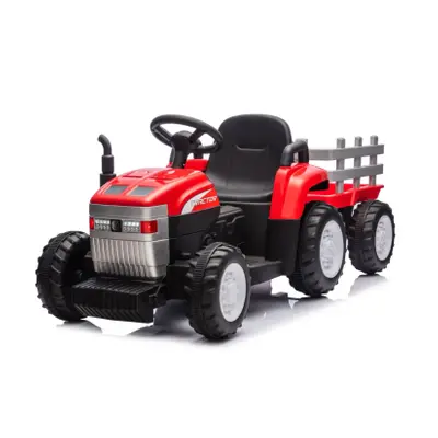 Trattore Elettrico per Bambini Lamas LT984 con Rimorchio Rimovibile 12V Rosso