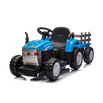 Trattore Elettrico per Bambini Lamas LT984 con Rimorchio Rimovibile 12V Blu