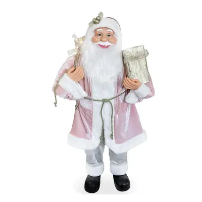 Babbo Natale Rosa 144214 Con Abito In Velluto Decorazione 110H Cm Musica E Luci