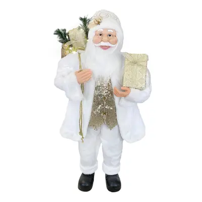 Babbo Natale Bianco E Oro 144233 Abito In Velluto 120Hcm Con Luci E Suoni