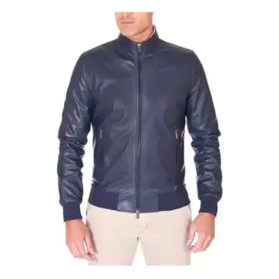 Giacca bomber in pelle da uomo colore blu