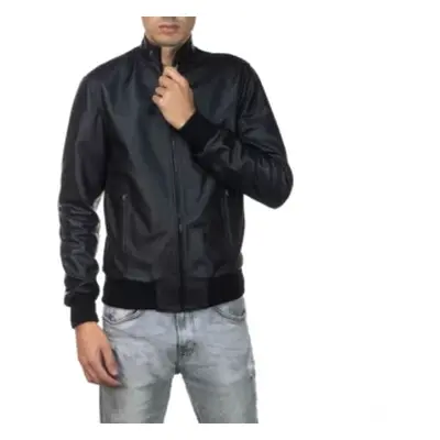 Giacca uomo in vera pelle di colore nero morbida mod. Bomber Napoli