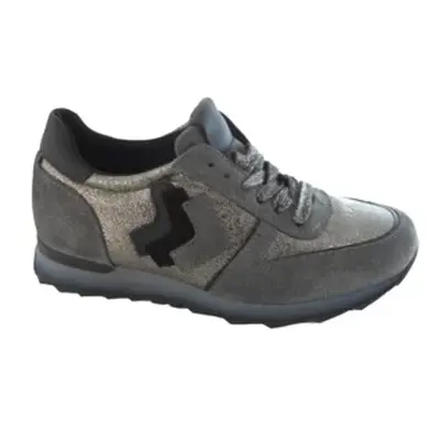 Sneakers donna in pelle scamosciata e tessuto, grigio