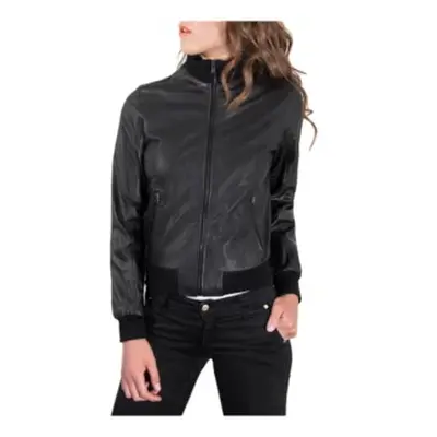 Bomber in Vera Pelle Donna Nero Made in Italy G155