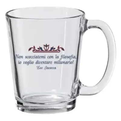 Tazza mug in vetro, frase ironica e spiritosa