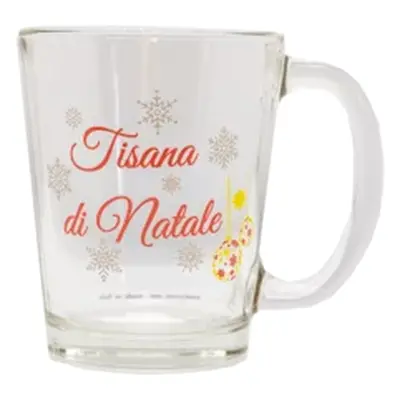 Tazza in vetro con decorazione -Tisana di Natale