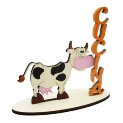 Scritta in legno cucina con mucca,16 cm