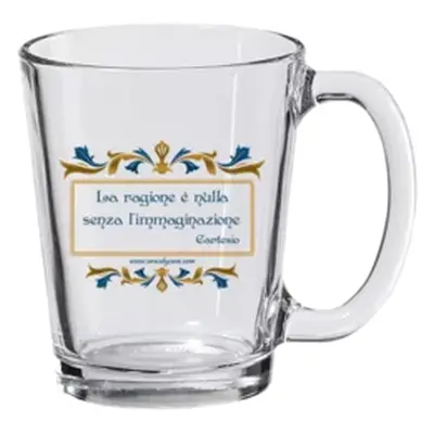 Tazza Mug in vetro decorata con frase di Cartesio