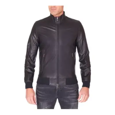 Giacca bomber in pelle da uomo colore nero