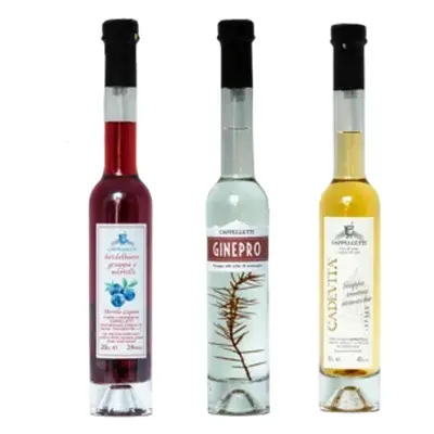 Confezione grappe miste: Riserva, ginepro e mirtillo, 3x200ml