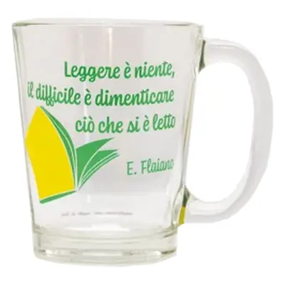 Tazza in vetro con decorazione "Lettura"