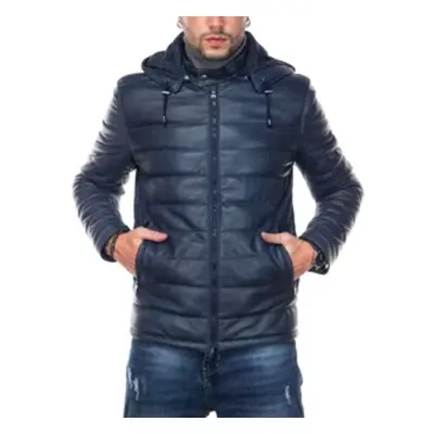 Piumino uomo in pelle modello Berlino - Blu invecchiato