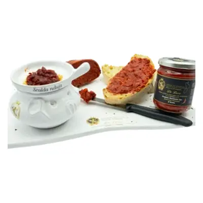 Kit scalda nduja in terracotta e vaso nduja Di Spilinga riserva premium, 180g