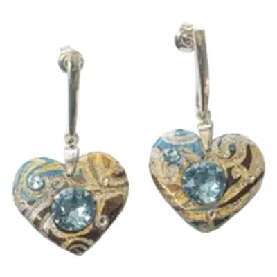 Orecchini Cuore Aquamarine Waves, argilla polimerica, cristalli e perle Swarovski® e argento 925