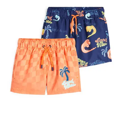 C&A Confezione da 2-palma-shorts da mare, Blu, Taille: