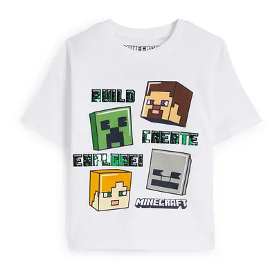 C&A Minecraft-maglia a maniche corte-effetto brillante, Bianco, Taille: