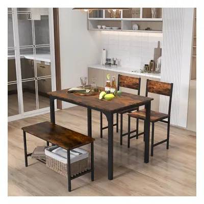 Costway Set tavolo e sedie da cucina 4 pezzi, Tavolo da pranzo con 2 sedie e 1 panca telaio e ri