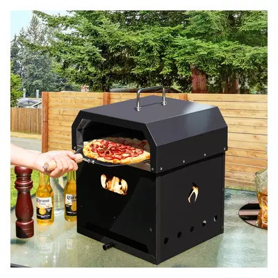 Costway Forno per pizza all'aperto multiuso 4 in 1 con pietra, Forno a 2 strati staccabile per g