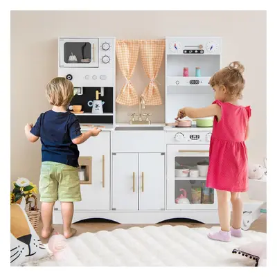 Costway Set da cucina per bambini con microonde macchina del caffè, Cucina giocattolo in legno p