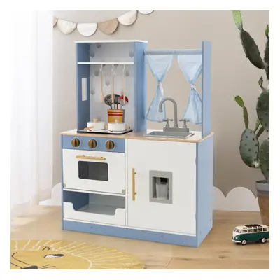 Costway Cucina giocattolo per bambini con tende fornelli lavandino e distributore d'acqua, Set d