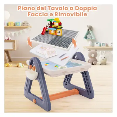 Costway Set tavolo e cavalletto artistico 2-in-1 per bambini, Tavolo multiattività con sedia e p